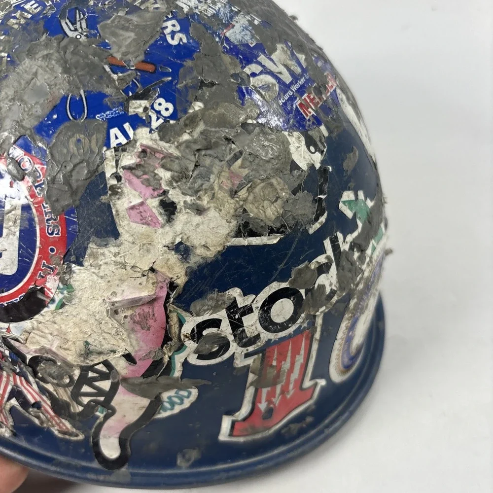 Authentic NYC Union Hard Hat | Local 28 Tin Knocker Stickers | Industrial Decor